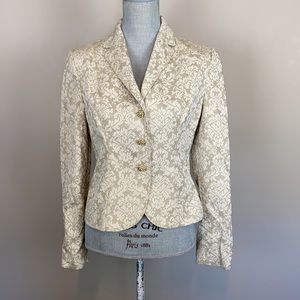 The Limited Cream Brocade Blazer with Gold Buttons